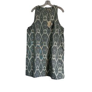 Faherty Carini Ikat Sleeveless Shift Dress Womens XL Green NEW